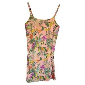Power 2 the Flower S Pink Tropical Mini Dress Stretch Shelf Bra, EUC